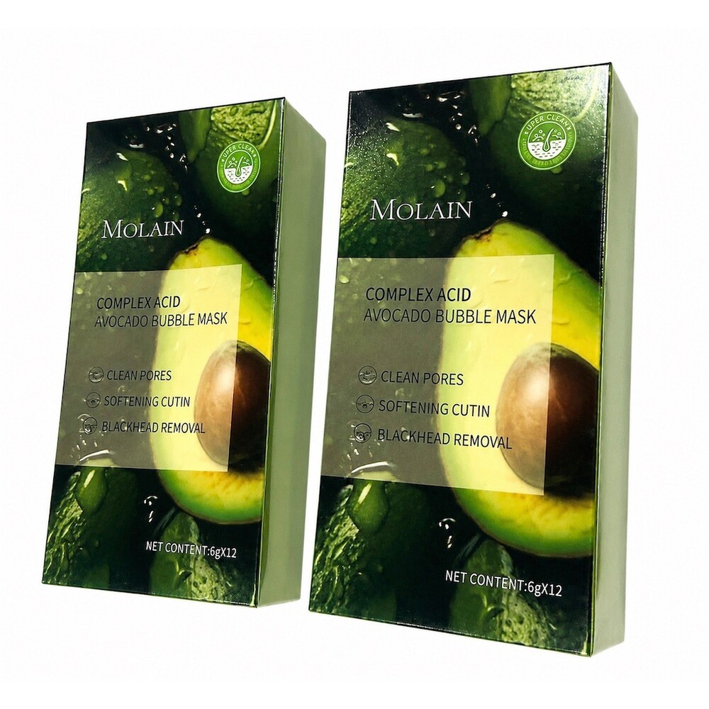 2 boxes MOLAIN Avocado Bubble Face Mask Foaming Cleanser Blackhead Removal 24